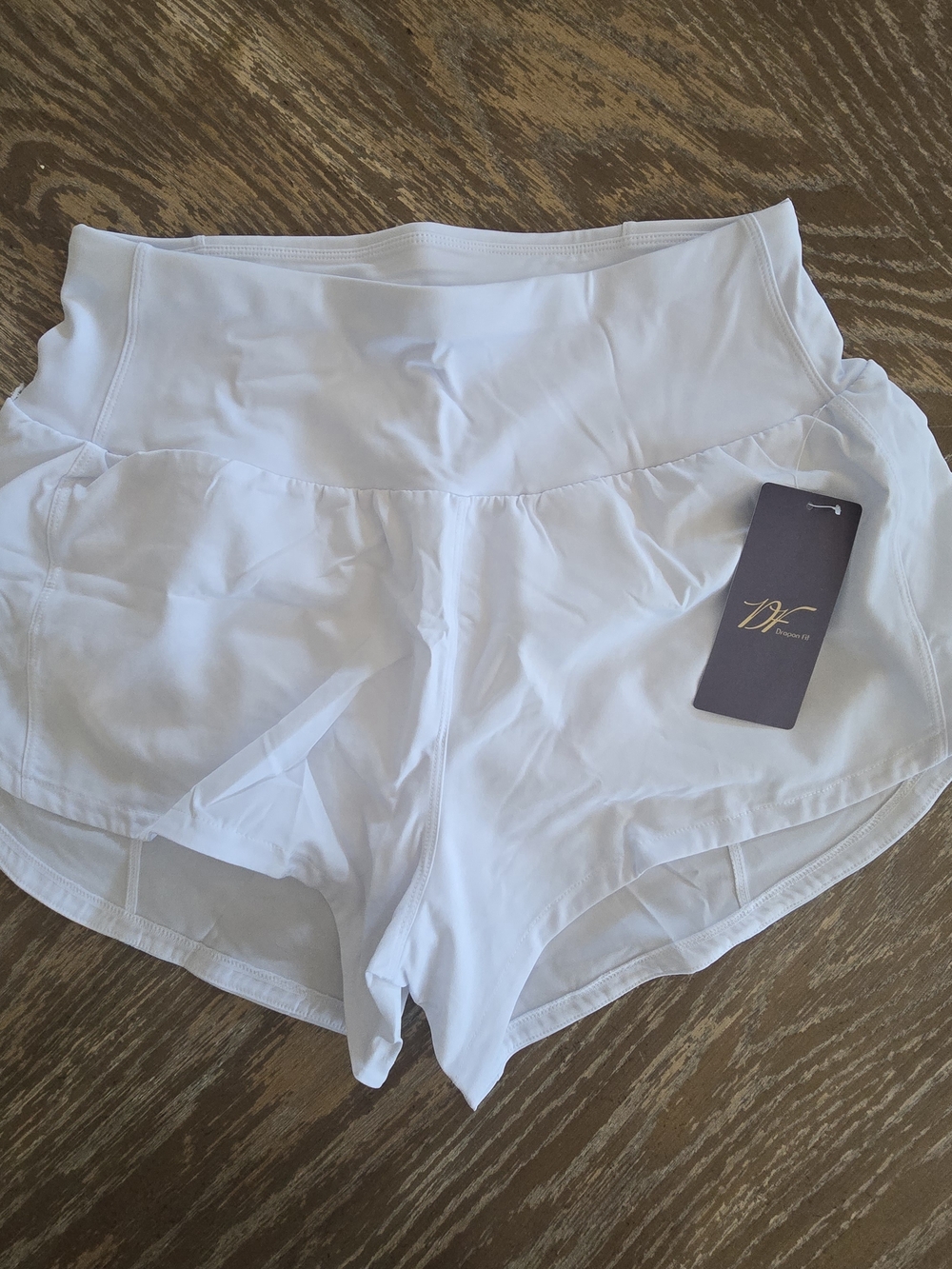 Dragon Fit White Running Shorts Medium NWT Lined Zip Pocket High Waisted